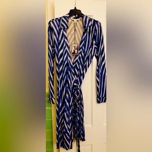 Diane von Furstenberg Silk Striped Wrap Dress
